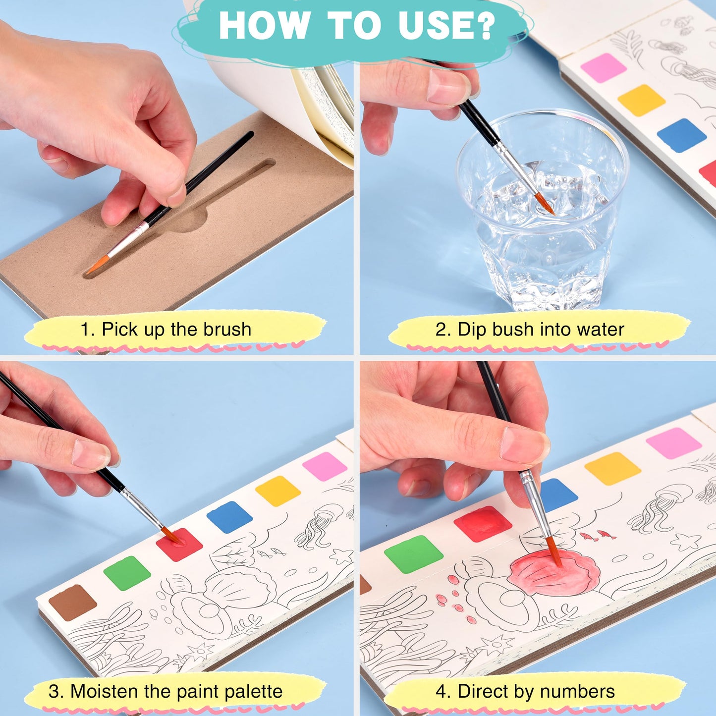 4Pack Mini Paint Pad, Mini Paint Pads, Watercolor Paint Pad, Pocket Watercolor Painting Book, Mess Free Water Color Paint Set Ar