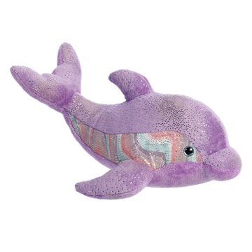 Aurora® Huggable Destination Nation™ Dolphin Stuffed Animal - Global Exploration - Learning Fun - Purple 12 Inches