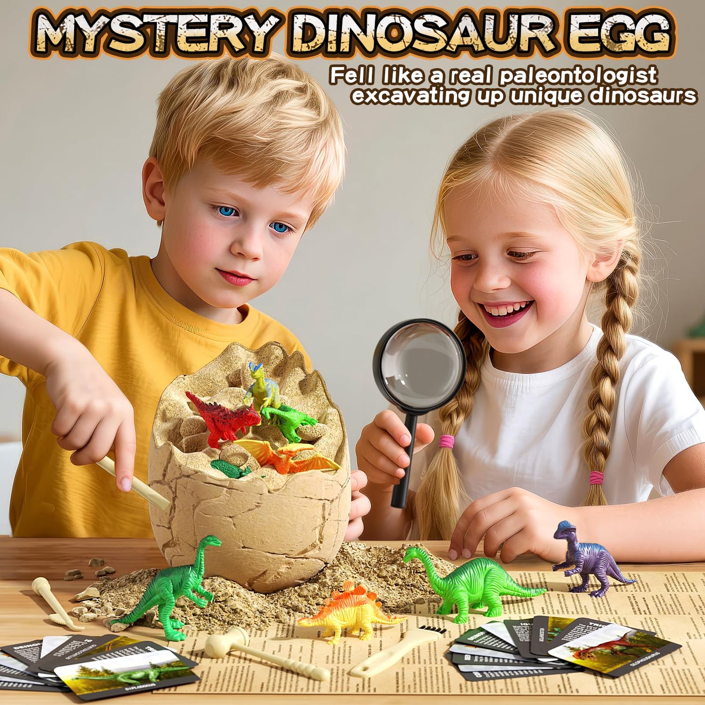 24 Dinosaurs Excavation Kit, Dino Egg Dig Kit With Magnifier, Surprise Dinosaur Toys For Kids 3 4 5 6 7 8 9 10 11 12 Years Old,