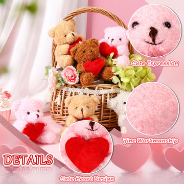 Liliful 20 Pcs Valentine Animals Bear With Heart Mini Valentine'S Day Stuffed Animals Bulk Plush Animals For Valentine'S Day Plu