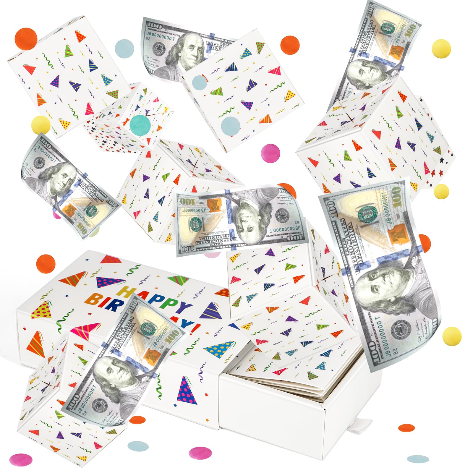 Giftota Happy Birthday Surprise Gift Box Explosion For Money, Money Gift Box Explosion With Confetti, Pop Out Money Gift Box, Mo