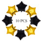 18 Inch Black Gold Star Shape Foil Balloon,10Pcs Mylar Helium Balloons Star Balloons For Party Decoration