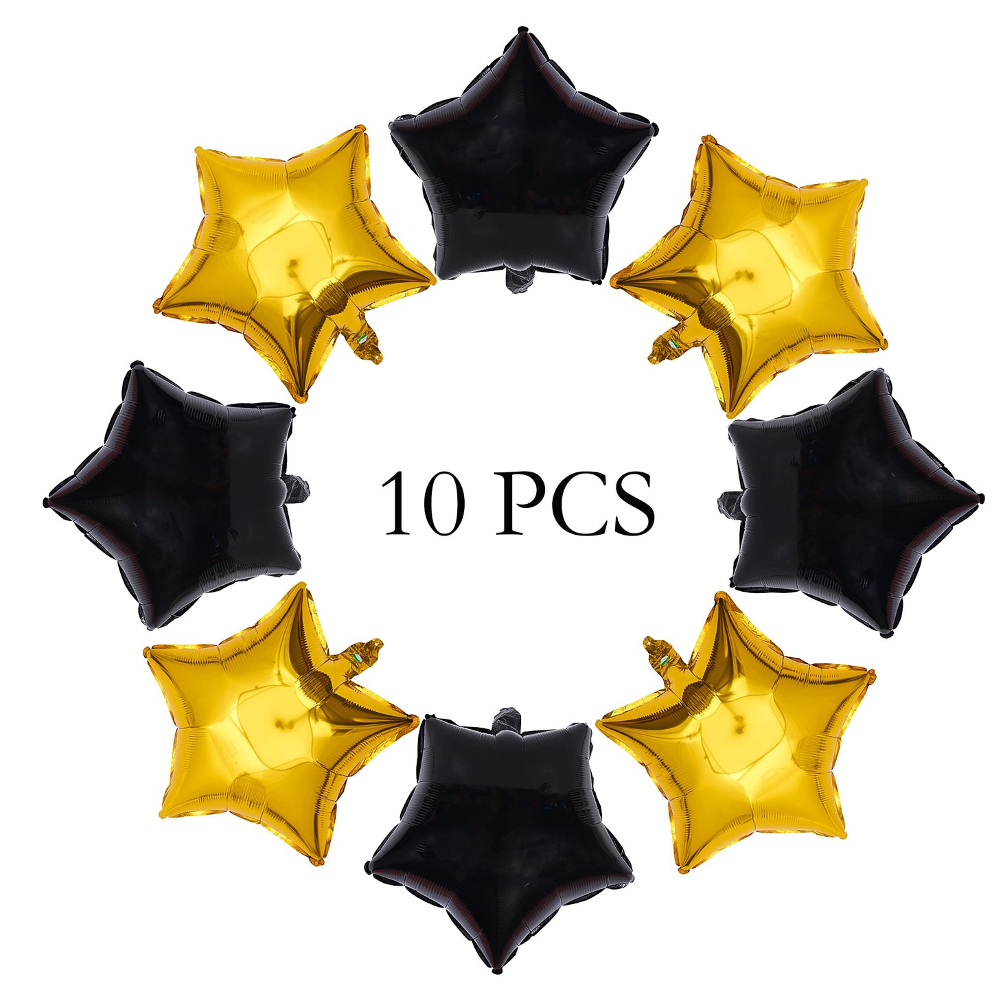 18 Inch Black Gold Star Shape Foil Balloon,10Pcs Mylar Helium Balloons Star Balloons For Party Decoration