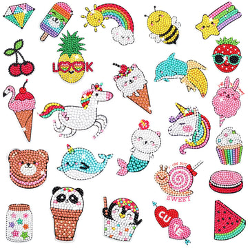 Cymbana 5D Painting Diamond Stickers Kits 25 Pcs Diamonds Dots Arts And Crafts For Kids Ages 6-8 8-12 Contains Unicorn, Mermaid,