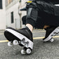 Double-Row Deform Wheel Automatic Walking Shoes Invisible Deformation Roller Skate 2 in 1 Removable Pulley Skates Skating Parkour (Black high  US 9.5)