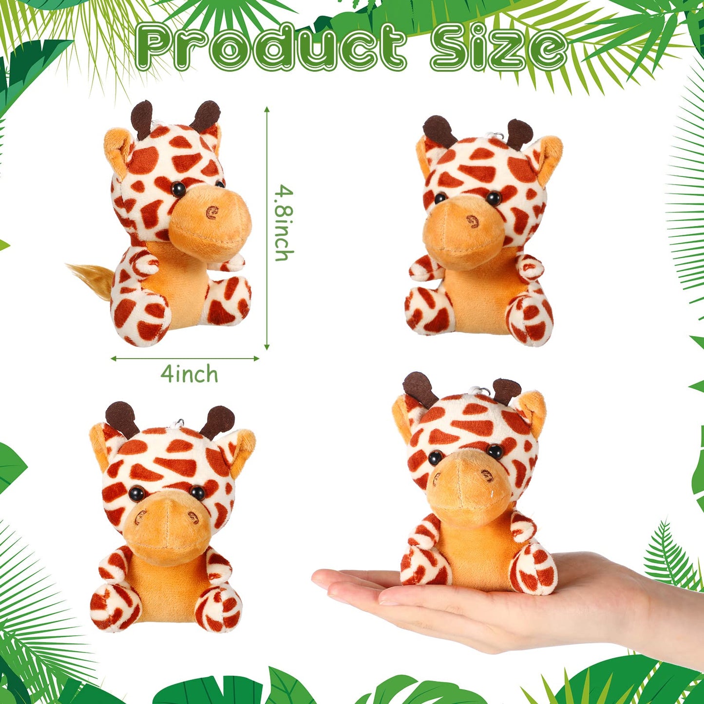 Hydren 40 Pack Mini Stuffed Jungle Animals In Bulk 4.7 Inch Safari Plush Toys,Lion Tiger Elephant Giraffe Leopard Monkey Hippo Z