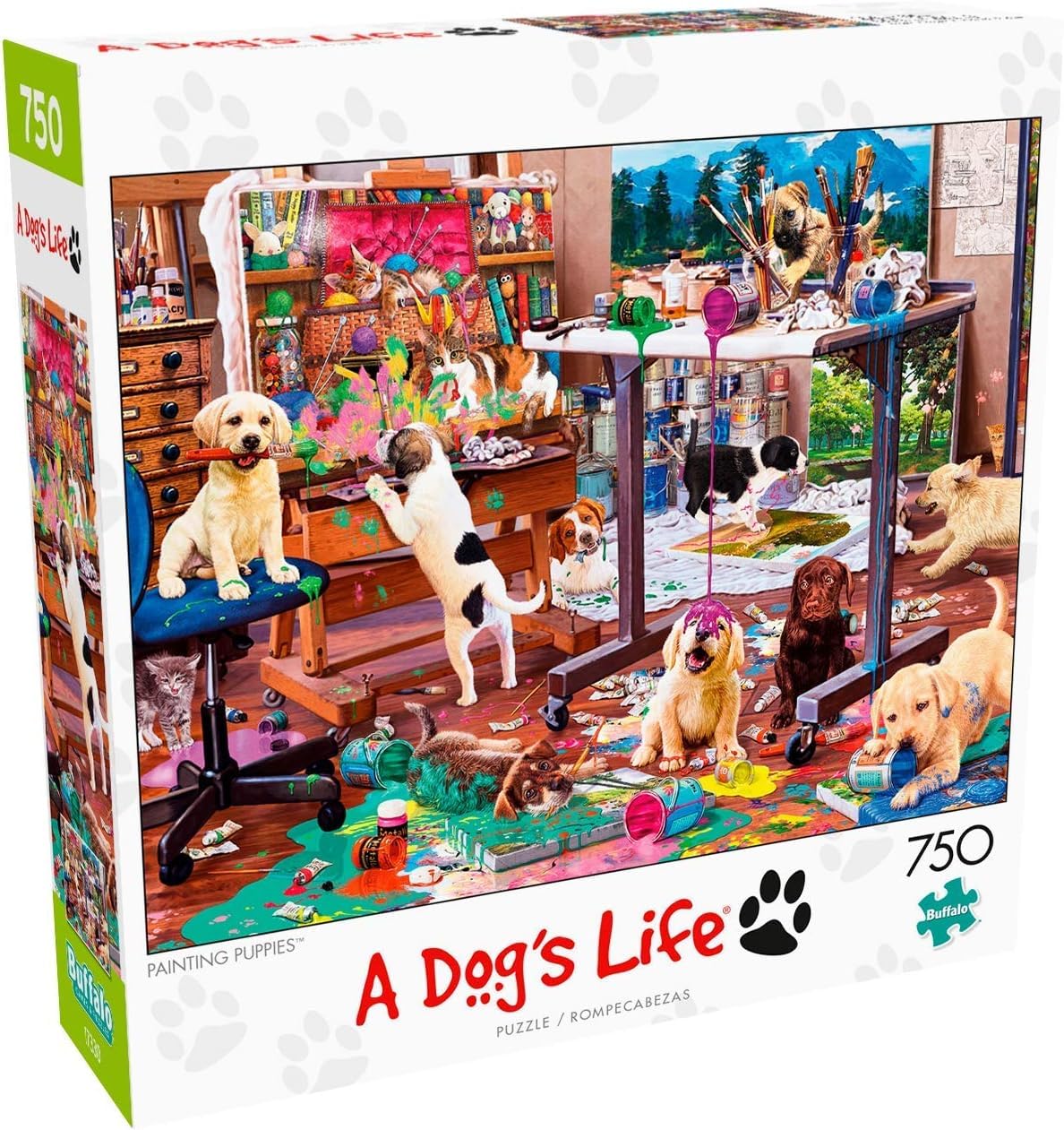 Buffalo Games - Steve Read - Painting Puppies - 750 Piece Jigsaw Puzzle for mature-themeds -Challenging Puzzle Perfect for Game Nights - Finished Size is 24.00 x 18.00