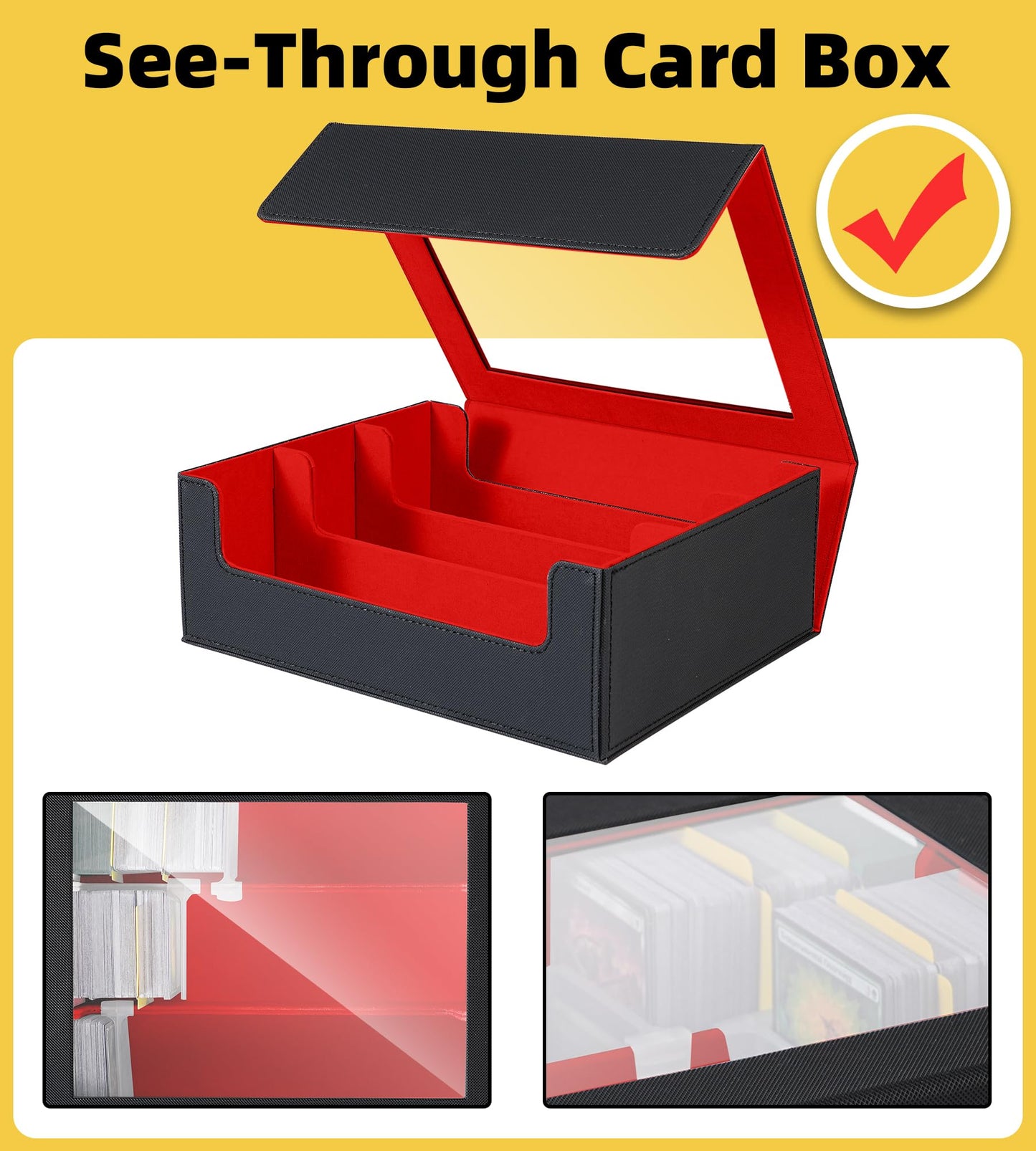Newloop Trading Card Storage Box - 2400+ Commander Card Deck Case With See-Through Display Top For Magic The Gathering Tcg Yugio