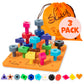 Skoolzy Toddler Peg Board 38 Pcs With Ebook - Pegboard For Toddlers - Stacking Peg Board - Color Matching & Shape Recognition Toy For Toddlers 3+