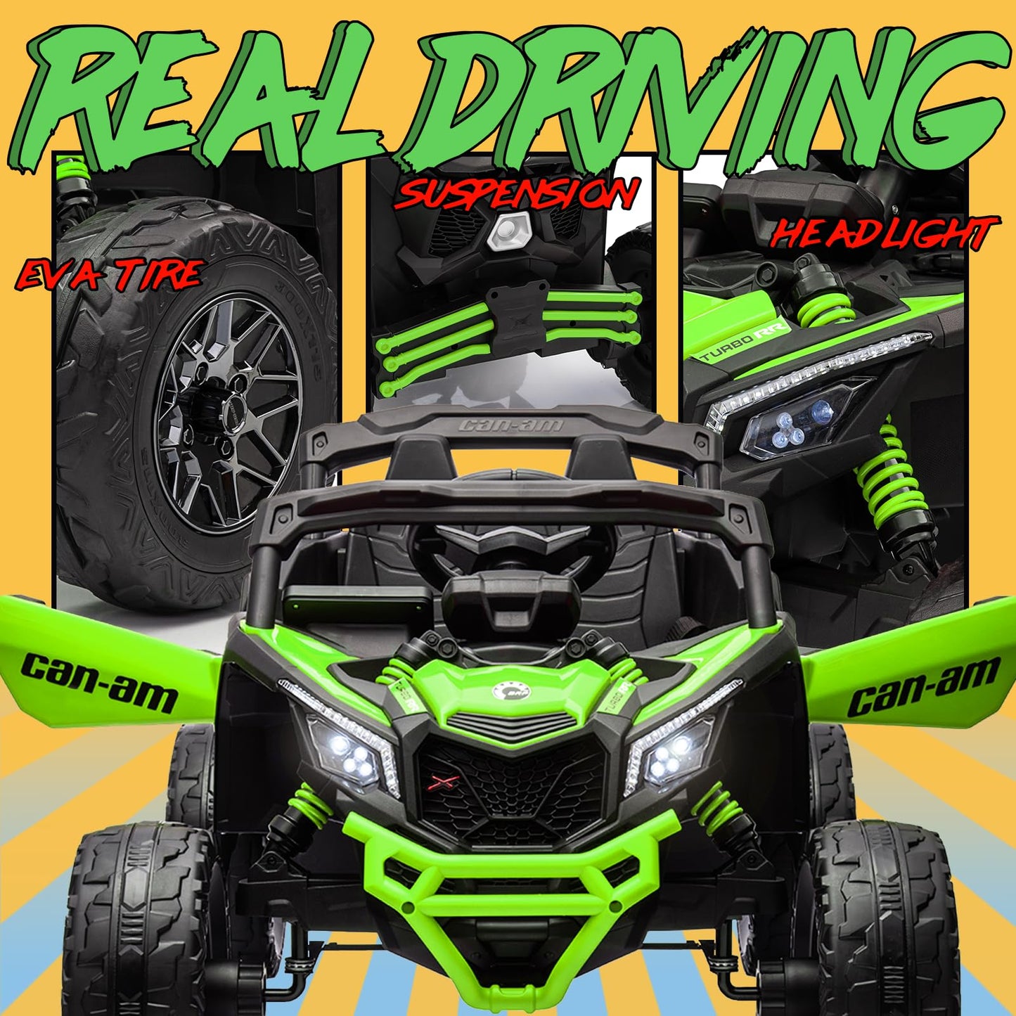 Kerry Yoo 24V Ride on Toys for Big Kids,Kids Electric Ride on Car UTV 4WD/2WD,High Speed Power Wheels with EVA Rubber Tires,4x4