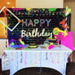 Mocsicka Glow Birthday Backdrop Neon Glow In The Dark Party Decoration Glow Crazy Rainbow Birthday Photo Backdround Photo Prop (