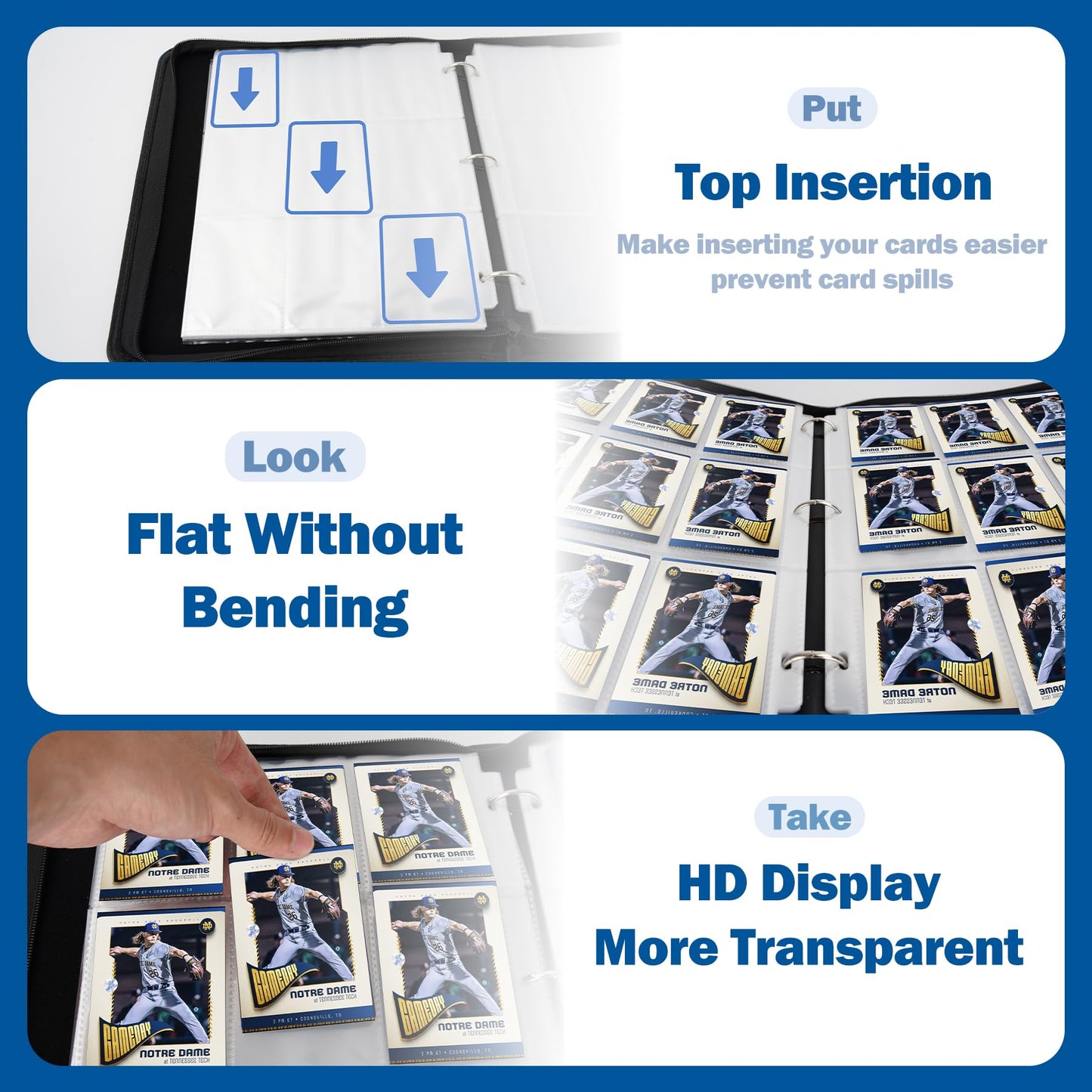 9 Pocket Card Binder for MTG/YGO/PTCG/Game Cards  Holds 900 Cards enhanced Collector Card Album for Standard Cards Toys Gifts for Kids (Blue)