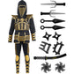 Spooktacular Creations Golden Ninja Costume for Boys  Kids Ninja Outfit Set with Golden protective covering and Patterns for Halloween Costume Dress Up Party  S
