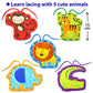 KRAFUN Beginner Preschool Lacing Card Kit for Kids Arts & Crafts, 5 Easy Safari and Animal Lacing Projects, Lacing Cards for Tod