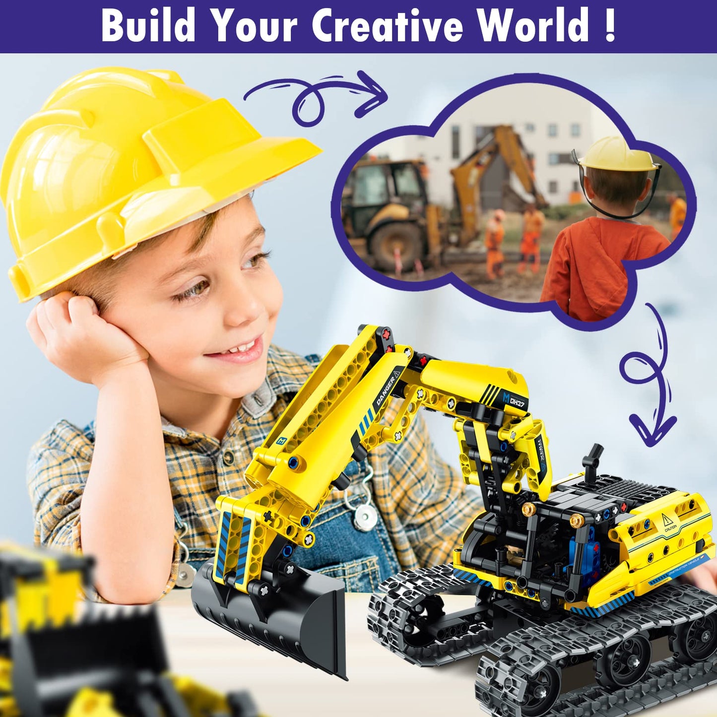 Lecpop 5 In 1 Building Toys Stem Robotics Kit, 430 Pcs Blocks Rc Robot Erector Sets, App & Remote Control Excavator Science Kits