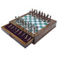 15 Handmade Chess Set With British Army Metal Chess Pieces, Luxury Storage Chess Board, For All Ages, Ideal For Father, (Green)