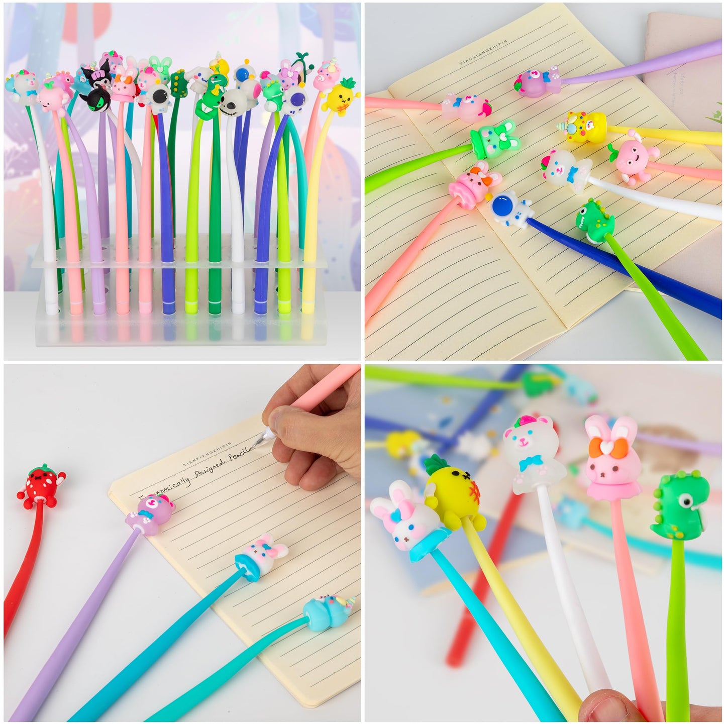 PGPBW Squishy Pens for Kids, 30 Count, Black Silicone, Fun Stress Relief Bobblehead, Party Favors, Birthday Gifts
