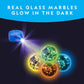 NATIONAL GEOGRAPHIC Glow in The Dark Marbles Refill - 25 Colorful Glass Marbles with UV Light & Storage Pouch for Kids' Science Play