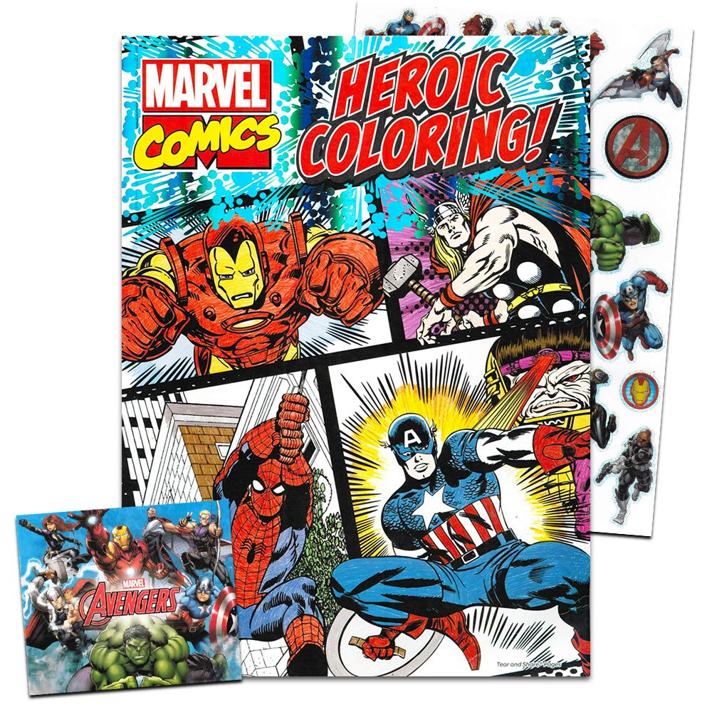 Marvel Comics Coloring Book for Adults Relaxation Set ~ Advanced Marvel Coloring Book Featuring Iron Man, Thor, Spider-Man, Capt