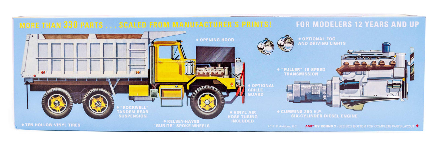 Amt Autocar Dump Truck - 1/25 Scale Model Truck Kit - Buildable Vintage Vehicle For Kids And Adults