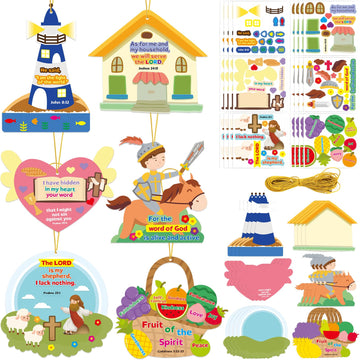 Fancy Land Sunday School Crafts for Kids Christian Bible Story Stickers Religious Hanging Ornaments for VBS Classroom DIY Activi