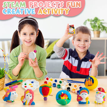 Kodatek 62 Pieces Unicorn Painting Kit, Arts And Crafts For Kids, Unicorn Toys Diy Creative Activity, 8 Unicorn Figurines, Easter Birthday Unicorn Gift For 4-8 Years Old Girls Kids