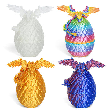 3D Printed Dragon Eggs with Dragon Inside  Easter Mystery Dragon Egg Articulated Crystal Dragon Fidget Toy  Surprise 3D Printed Dragon Egg with Wings Flying Animals Toy Easter Basket Stuffers 4PCS(C)