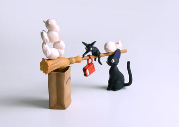Ensky - Kiki'S Delivery Service - Jiji Nosechara Assortment Stacking Figure, Studio Ghibli Via Bandai Official Merchandise