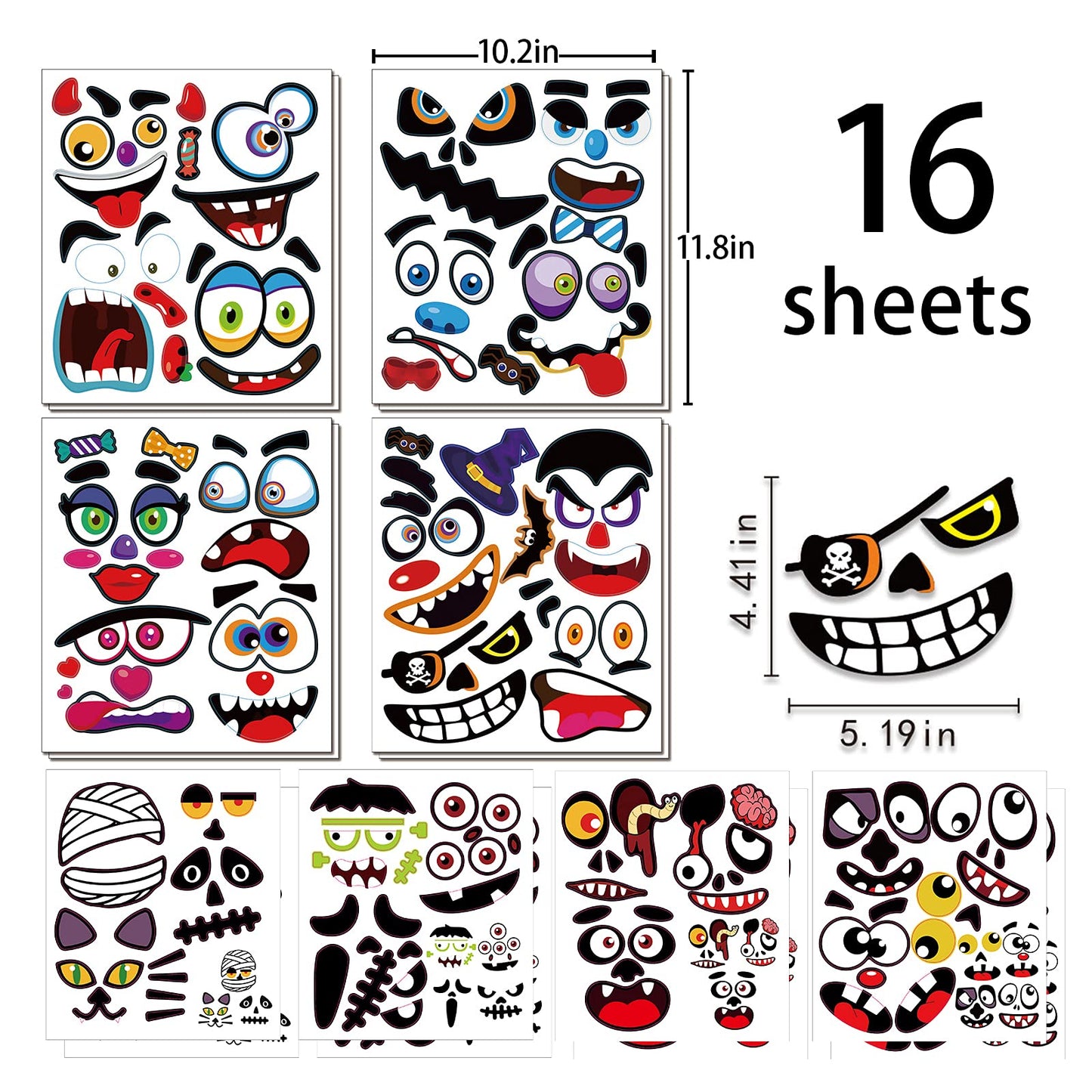 Oumuamua 60 Pack Halloween Pumpkin Decorating Stickers, 16 Sheets Cute Pumpkin Face Stickers In 30 Designs For Halloween Pumpkin Decorations Halloween Craft For Kids