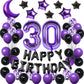 Naninuneno 30Th Birthday Decorations Set For Girl Women Boy Men,Purple Black 30 Happy Birthday Balloons Supplies With Purple Num