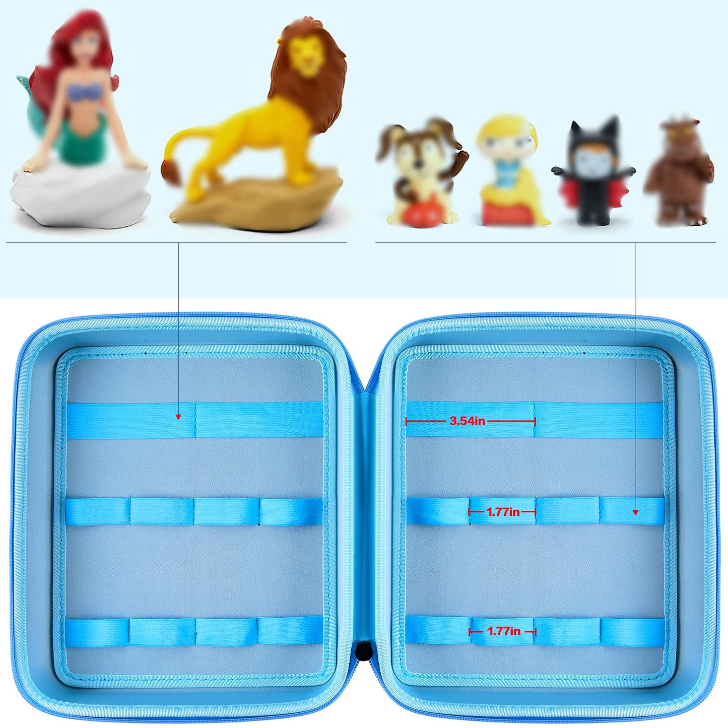 Paiyule Case Compatible With Tonies Figures Audio Play Character, Figurine Storage Holder For Toniebox Characters For Kids, Toy Organizer Box(Bag Only) Blue