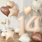 14 Balloons Beige Apricot, Cream Nude Brown Taupe Sand White Heart Number 14 Balloon Decor, Neutral Tan Foil Helium Star Balloon
