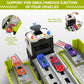 Diuerma Carrier Truck Race Track Playset for Boys, Foldable 3 Layer, Includes 8 Cars, Green, Ages 3-6+