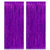 2 Pack 3.2ft x 8.2ft Purple Metallic Tinsel Foil Fringe Curtains, Large Photo Booth Backdrop Streamer Curtain for Party Door Wal
