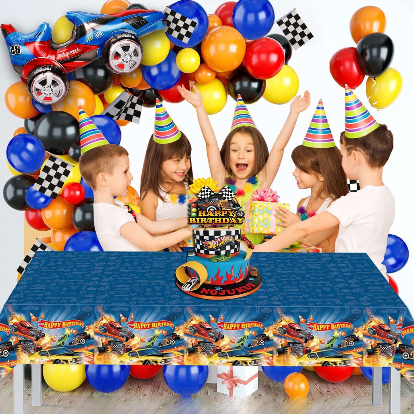 3 Pcs Hot Race Car Themed Party Tablecloth, Car Wheel Birthday Party Supplies Include Plastic Table Covers for Boy and Girl (42.