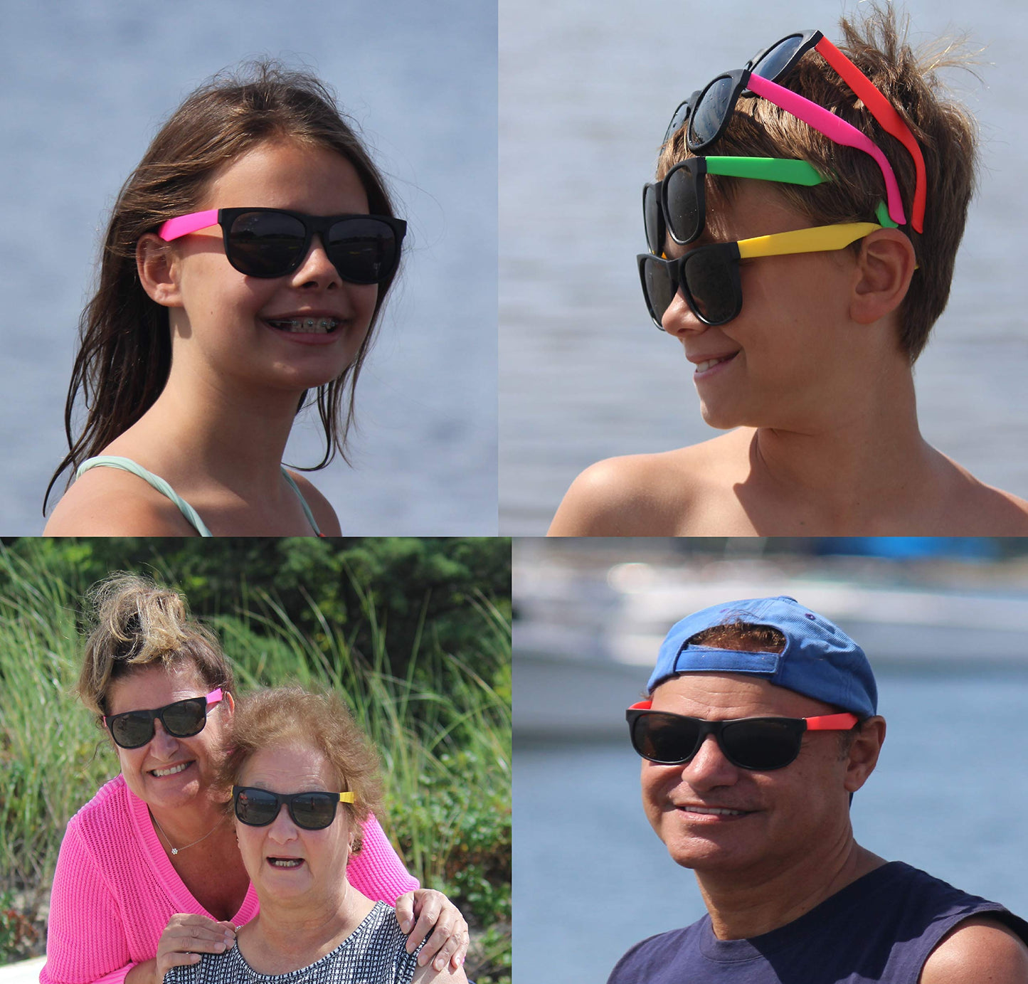 TheGag Neon Sunglasses Bulk Kids-Adults Party Pack 48 Green Pink Yellow Orange Sunglasses for Graduation Mardi Gras Holidays Bir