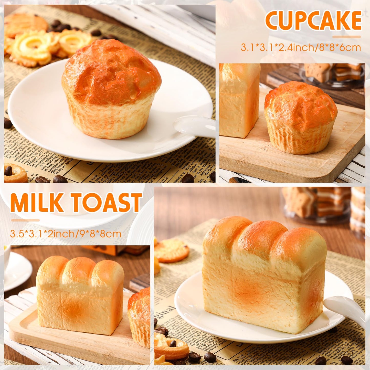 Foilswirl 5 Pcs Bread Stress Toy Soft Toast Bread Shape Toy Slow Rising Toy Anxiety Relief Food Toy for Kids mature-themed Tricky Funny Birthday Gifts Simulation Fake Food Stress Toy Balls(Style 2)