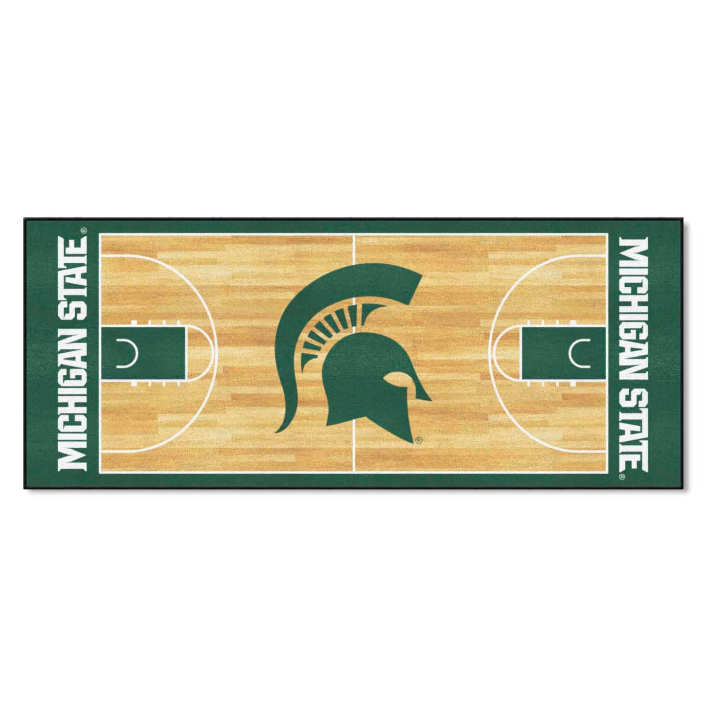 FANMATS 9960 NCAA Michigan State Spartans Basketball Court Runner Rug - 30in. x 72in. | Sports Fan Area Rug - Spartan Primary Lo