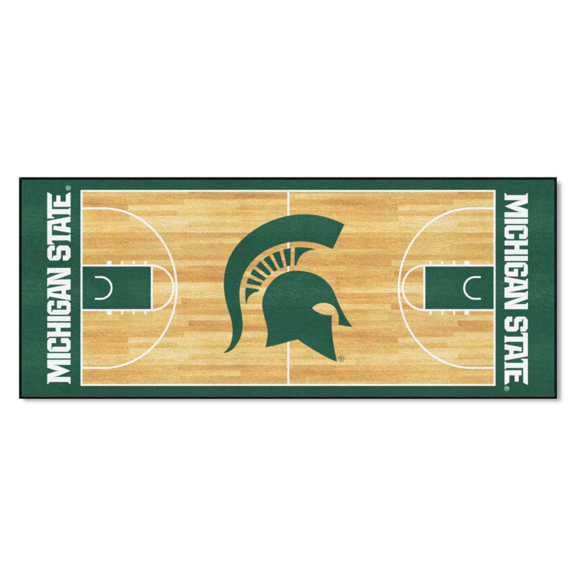 FANMATS 9960 NCAA Michigan State Spartans Basketball Court Runner Rug - 30in. x 72in. | Sports Fan Area Rug - Spartan Primary Lo