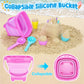 TSDATOWR Ice Cream Beach Toys Sand Toys Set for Kids, Collapsible Sand Bucket and Shovels Set with Mesh Bag, Sand Molds, Waterin