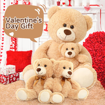 Morismos Giant Teddy Bears With Babies, Big Mommy Bear With 3 Baby For Baby Shower, Large Teddy Bears Stuffed Plush For Christmas, 39 Inch