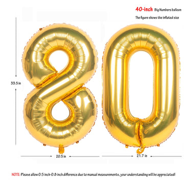 40 Inch Gold Number Balloons Helium Foil Mylar Balloon Birthday Party Banquet Decoration 80