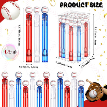 Hollowfly 24 Pcs Baseball Bubble Wands Baseball Party Favors Birthday Bubble Wand Bulk Baseball Themed Party Decorations For Out