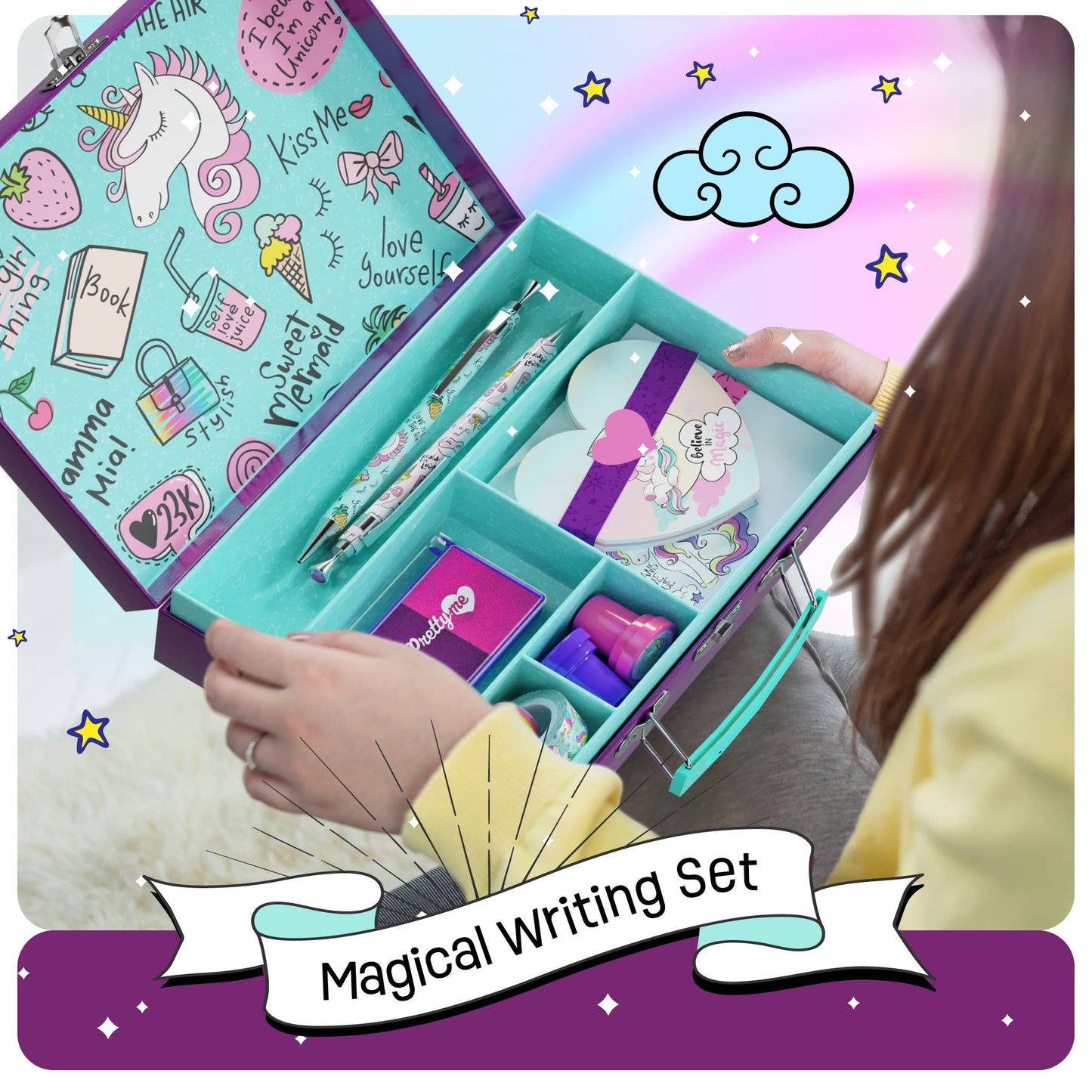 Pretty Me Unicorn Stationery Set - Art Kit for Kids, Small, Multi-Color - Perfect Birthday Gift for Girls Ages 6-12