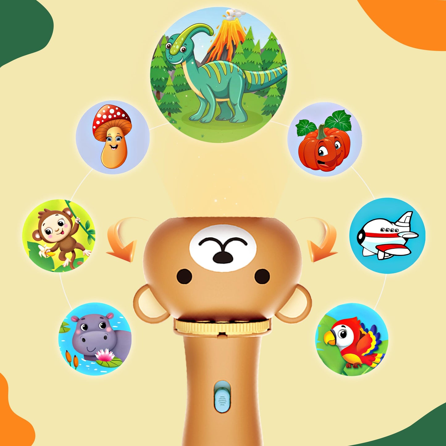 Baby Educational Projector Toddler Toys, Kids Toy Flashlight Projector For Girls And Boys With Dinosaurs Numbers 26 Letter Multi-Theme, Ideal Baby Toy For Learning Nightlight Cognition Bedtime