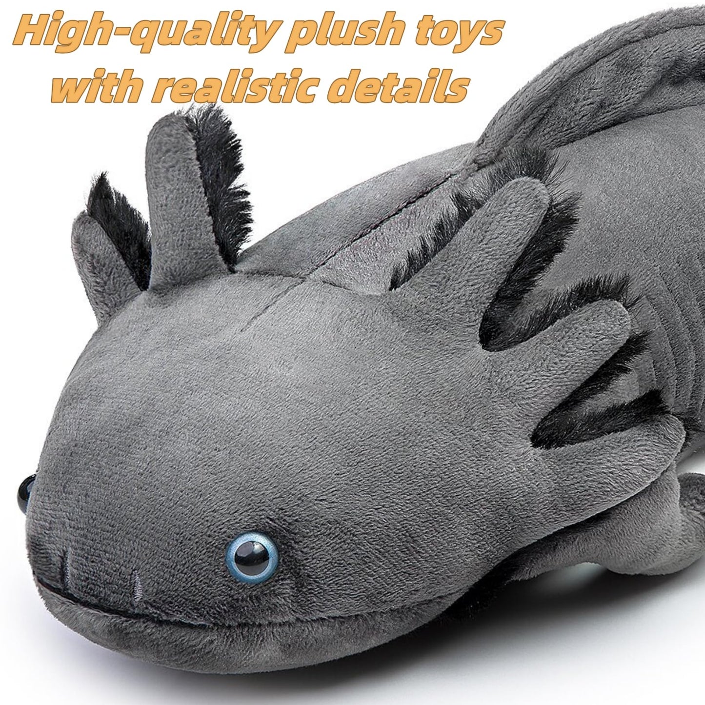 FRANKIEZHOU Giant Axolotl Plush - 31.5" Soft Grey Stuffed Animal, Large Polyester Toy for Boys and Girls