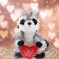 DolliBu I Love You Valentine Plush Raccoon - Cute Stuffed Animal with Red Heart and Name Personalization Gift for Valentines Day  Birthday  Anniversary  Romantic Date - 9 Inches