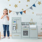 Teamson Kids Little Chef Charlotte Modern Modular Interactive Wooden Play Kitchen with Refrigerator, Stove and Sink in Gray with