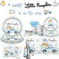 Little Pumpkin Baby Shower Decorations Tableware,142Pcs A Sweet Little Pumpkin Is On The Way Boy Blue Floral Truck Disposable Ta
