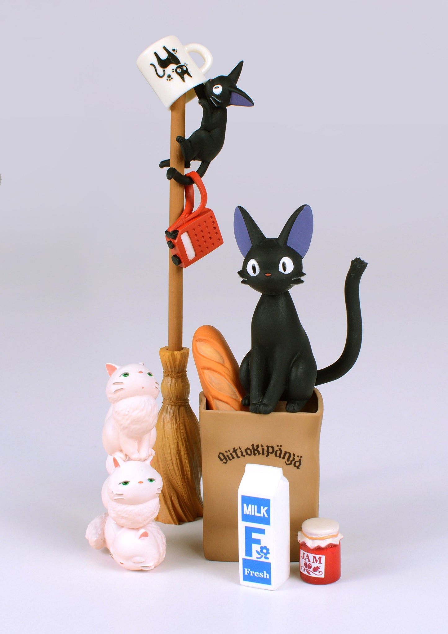 Ensky Kiki's Delivery Service Jiji Nosechara Stacking Figure, PVC, Model NOS-84, Studio Ghibli Official Merchandise
